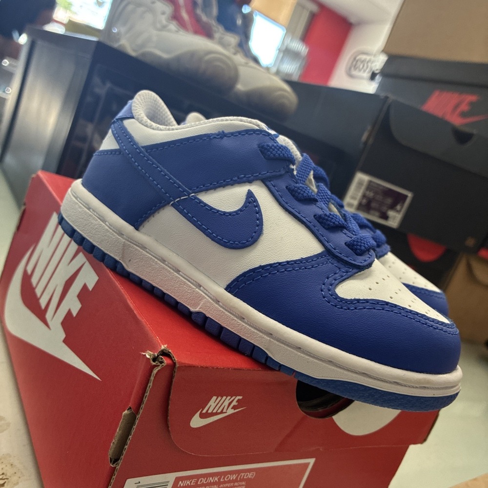 *NEW* TODDLER BABY NIKE DUNK LOW (TD) WHITE/HYPER ROYAL (FB9107 131) SZ 9C New